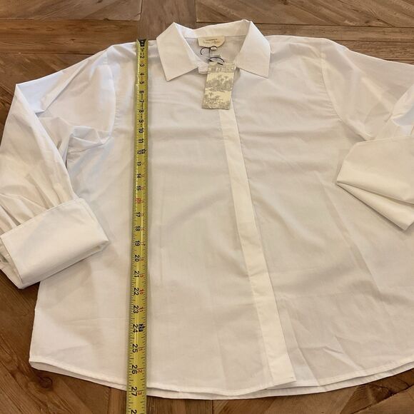 Tuckernuck x India Hicks White Cotton Britwell Blouse Large Long Sleeve NWT - Picture 10 of 11
